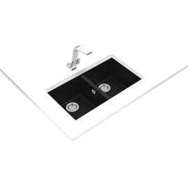 Teka Tarja de granito Tegranite+ Square 2 tinas 76 cm negra