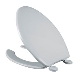 Bemis Asiento Para Baño Alargado Plástico Blanco Bisagras Ajustables Acabado Brillante