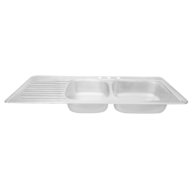 Tarja de acero inoxidable doble tina con escurridor, instalación Empotrar.