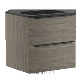 Moen Gabinete Suspendido Gris Roble 80 x 50 cm con Lavabo Negro Mate VAN1421